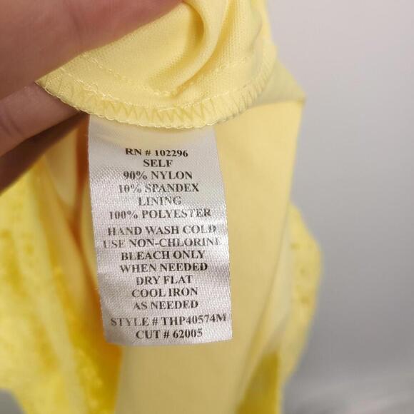 Connected Apparel Dress Womens 12 Lemon Yellow Lace Midi V Back Lined - Picture 5 of 8